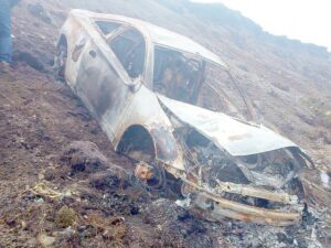 Hallan quemado auto  robado el pasado viernes