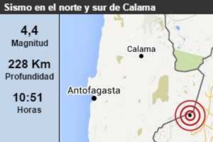 Una serie de sismos de hasta 4,4 grados se registró esta mañana en Calama