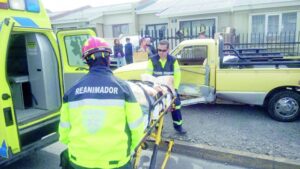 Adulto mayor lesionado  en violenta colisión