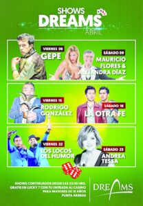 Cartelera de abril para Casino Dreams en Punta Arenas