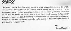 Error de Gasco repercutirá en boletas de 54 mil clientes magallánicos