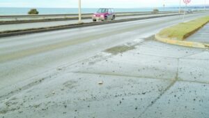 La peligrosa esquina de la  Costanera con calle Las Heras