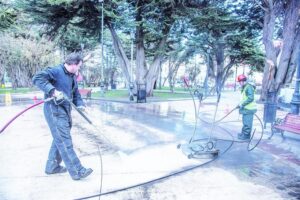 Municipio de Punta Arenas inició los trabajos de limpieza de veredas