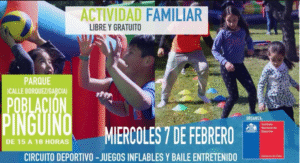 Hoy actividad recreativa del IND en la Población El Pinguino.