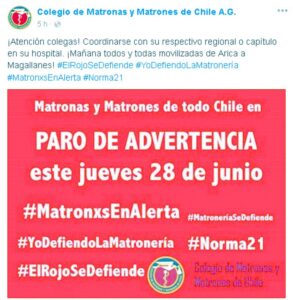Colegio de Matronas y Matrones de Chile realizará hoy paro de advertencia