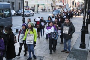 Manifestación de docentes en la Plaza de Armas