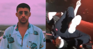 Bad Bunny se desplomó en pleno escenario y siguió show cantando en el suelo