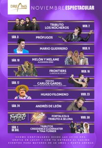 Conoce la cartelera de artistas del mes de noviembre en Casino Dreams