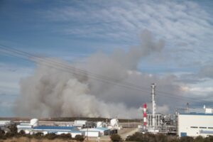 Incendio forestal amenazó a planta de Methanex