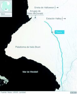 Gran plataforma de hielo está por desprenderse en la Antártica