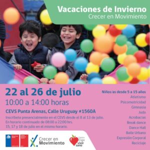Este lunes comienza Vacaciones de Invierno Crecer en Movimiento