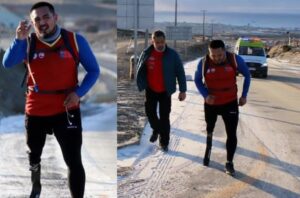 Con escarcha y -4 grados: corredor discapacitado terminó carrera “Cerro Arriba”