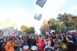 Las cuatro batucadas que se  unieron a la movilización con su música