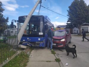Micro se estrelló contra poste de red eléctrica tras colisionar: corte de luz en el sector