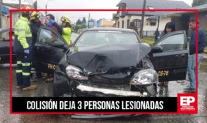 Fuerte colisión entre colectivo y vehículo particular deja tres lesionados