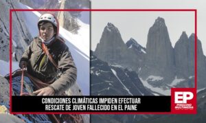 Condiciones climáticas impiden efectuar rescate de joven fallecido en el Paine