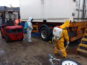 Realizaron sanitización  de provisiones que  llegaron en ferry