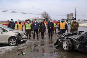 Con impactante simulación de choque llaman a prevenir accidentes en Fiestas Patrias