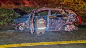 Incendio destruyó auto en Ruta 9 Norte