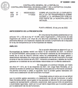 Municipio de Natales será investigado por Contraloría tras omitir información de gasto del día del funcionario municipal
