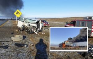 Camión se incendió tras impactar frontalmente con una camioneta en Ruta CH-257
