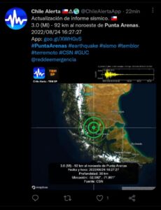 Cuatro sismos en tres días se han producido en Magallanes