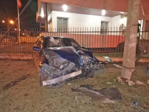 Conductora arrasó con poste, cerco y grifo en la Costanera