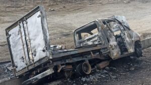 Camión se incendió en plena Ruta 9 Norte