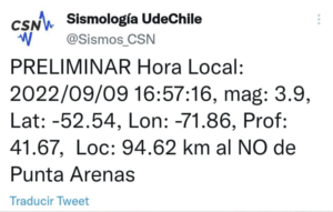 Nuevo sismo en Magallanes