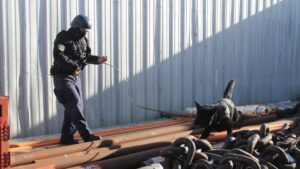 Autoridad Marítima controló proceso de desconsolidado de carga peligrosa con binomio canino