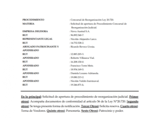 Salmonera Nova Austral pidió iniciar reorganización judicial