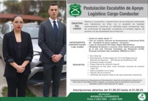 Postulaciones abiertas para cargos logísticos en Carabineros