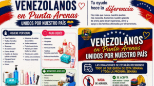 Venezolanos en Punta Arenas habilitan centro de acopio para apoyar a damnificados por terremoto
