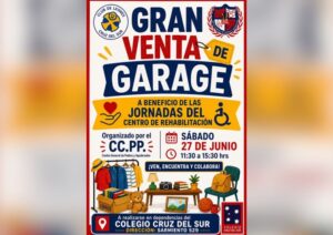 Gran venta de garage solidaria se realizará en el Colegio Cruz del Sur a beneficio de las Jornadas de Rehabilitación