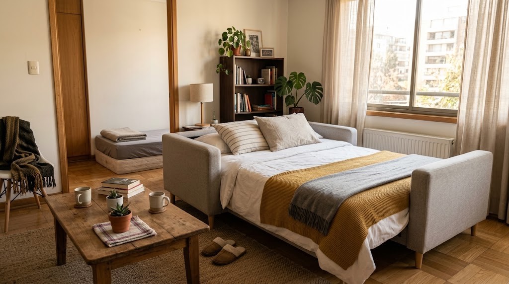¿Sofá cama, futón o colchón extra? Cómo recibir visitas sin perder el living